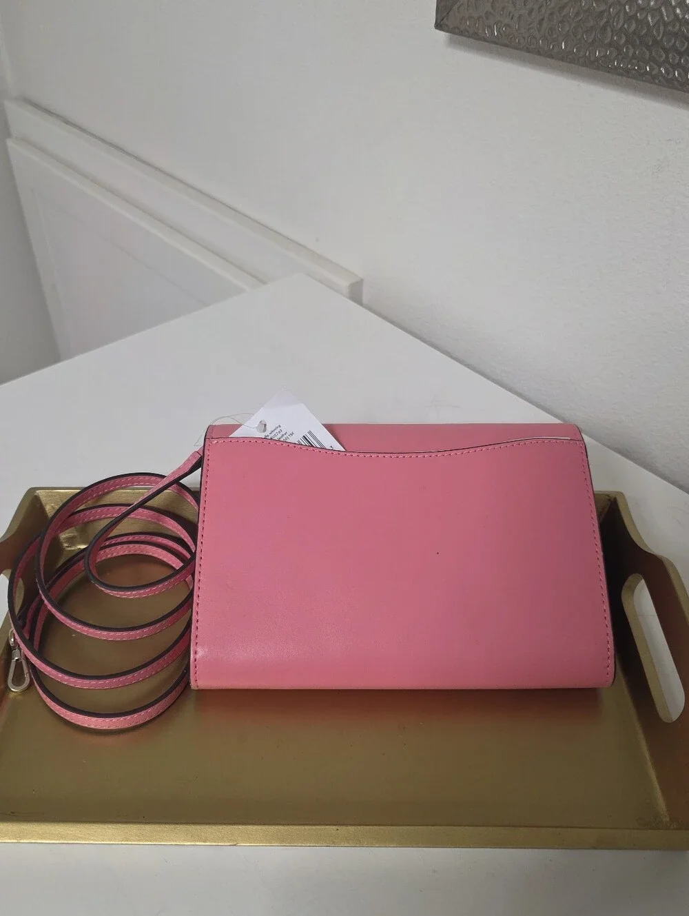 kate spade Bright Pink Leather Crossbody Wallet with Detachable Strap